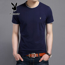 花花公子（PLAYBOY） 短袖 男士T恤 藏藍 XL，L，M，XXL，XXXL