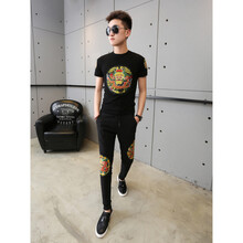 快樂(lè )嘉人 短袖 男士T恤 黑色圓龍上衣 