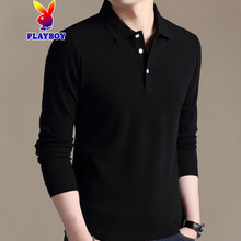 花花公子（PLAYBOY） 長袖 男士T恤 【28166黑色】 S，XL，L，XXXL，XXL，M