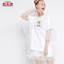 木果果木 紗網(wǎng) 短袖 T恤 女 圓領(lǐng)