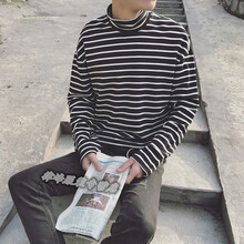 C2潮朝（C2 CHAO CHAO） 七分袖 男士T恤 黑白條 XL