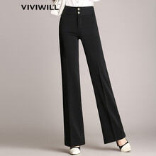 VIVIWILL 高腰 闊腳褲 女 長(zhǎng)褲 休閑褲