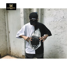 C2潮朝（C2 CHAO CHAO） 五分袖 男士T恤 黑白拼接鯊魚 S，XL，L，XXL，M