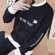 西谷（xigu） 長(zhǎng)袖 男士T恤 長(zhǎng)袖T01英文黑色 XL，L，M
