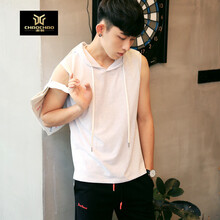 C2潮朝（C2 CHAO CHAO） 無袖 男士T恤 白灰色 XL，L，M，XXL