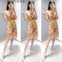 歐麥圖（OVMATTU）  拼接，褶皺，印花，蝴蝶結 連衣裙