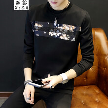 西谷（xigu） 長(cháng)袖 男士T恤 YC-荷花-黑色 