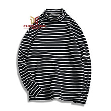 C2潮朝（C2 CHAOZHAO） 長袖 男士T恤 高領(lǐng)條紋黑色 XL，L，M，XXXL，XXL