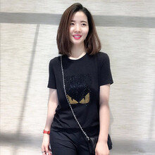 歐阿瑪施旗 釘珠，鑲鉆 短袖 T恤 女 圓領(lǐng)