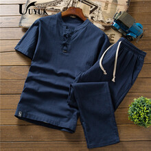 UYUK 長(cháng)袖 男士T恤 藏青色 XL，L，XXL，M，XXXL