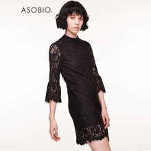 ASOBIO 純色 拼接，蕾絲 連衣裙