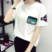 風(fēng)采兔（FENGCAITU） 貼布 短袖 T恤 女 圓領(lǐng)