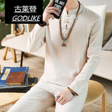 古萊登（GODLIKE） 長(cháng)袖 男士T恤 卡其色 XL，L，XXXL，M，XXL