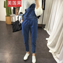美蓮果（MEILIANGUO） 高腰 背帶褲 女 長(zhǎng)褲 牛仔褲