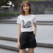 哥弟（GIRDEAR） 立體裁剪 短袖 T恤 女 圓領(lǐng)