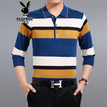 花花公子（PLAYBOY） 長袖 男士T恤 6607藍色 XL