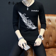 費(fèi)洛仕（FIOOSU） 長(zhǎng)袖 男士T恤 羽毛長(zhǎng)袖黑色 XL，L，XXXL，XXL，M