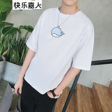 快樂嘉人 五分袖 男士T恤 鯨魚白色 S，XL，L，XXL，M