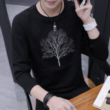 茜靚（Chyllirn） 長(zhǎng)袖 男士T恤 602黑色 XL