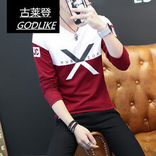古萊登（GODLIKE） 長袖 男士T恤 酒紅色 XL，L，XXL，XXXL，M