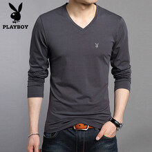 花花公子（PLAYBOY ESTABLISHED 1953） 長(cháng)袖 男士T恤 深灰 