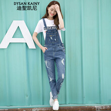 迪聖凱尼（DYSANKAINY） 中腰 背帶褲 女 長褲 牛仔褲