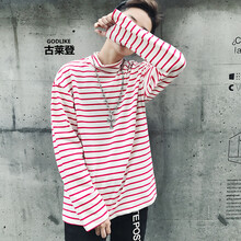 古萊登（GODLIKE） 長袖 男士T恤 紅白條 XL，L，XXXL，XXL，M