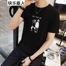 快樂嘉人 五分袖 男士T恤 二個人黑色 S，XL，L，XXL，M