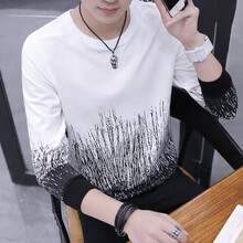 茜靚（Chyllirn） 長袖 男士T恤 619白色 XL