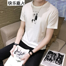 快樂嘉人 五分袖 男士T恤 二個人白色 S，XL，L，M，XXL