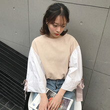 豪萌 拼接 短袖 T恤 女 圓領