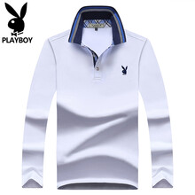 花花公子（PLAYBOY ESTABLISHED 1953） 短袖 男士T恤 白色丨長(zhǎng)袖 