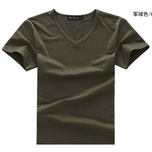 細(xì)膩一生 短袖 男士T恤 軍綠色V領(lǐng) M