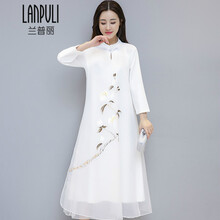 蘭普麗（LANPULI） 手繪涂鴉 立體裝飾 連衣裙