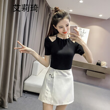 艾莉琦 撞色 短袖 T恤 女 圓領(lǐng)
