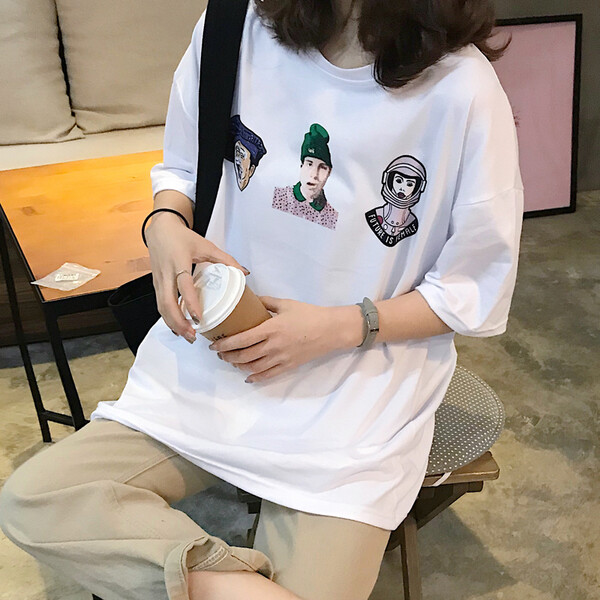 印花,妹子,短袖,簡(jiǎn)約,微胖,福音