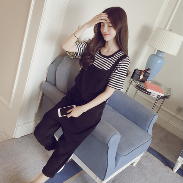 少女,牛仔,背帶褲,高腰,穿出