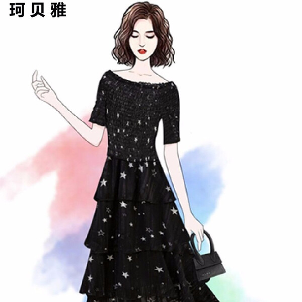 大長(zhǎng),身材,荷葉,連衣裙