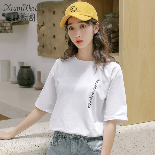 印花,寬松,短袖,少女
