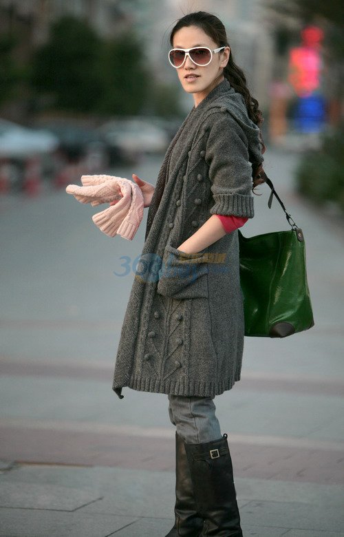 艾米(AMII)中袖手工编织<em>长毛衣外套</em> MC90113