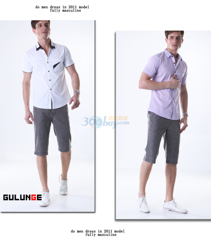 古伦格 商务<em>休闲夏款男士</em>中裤男<em>短裤</em>英伦风五