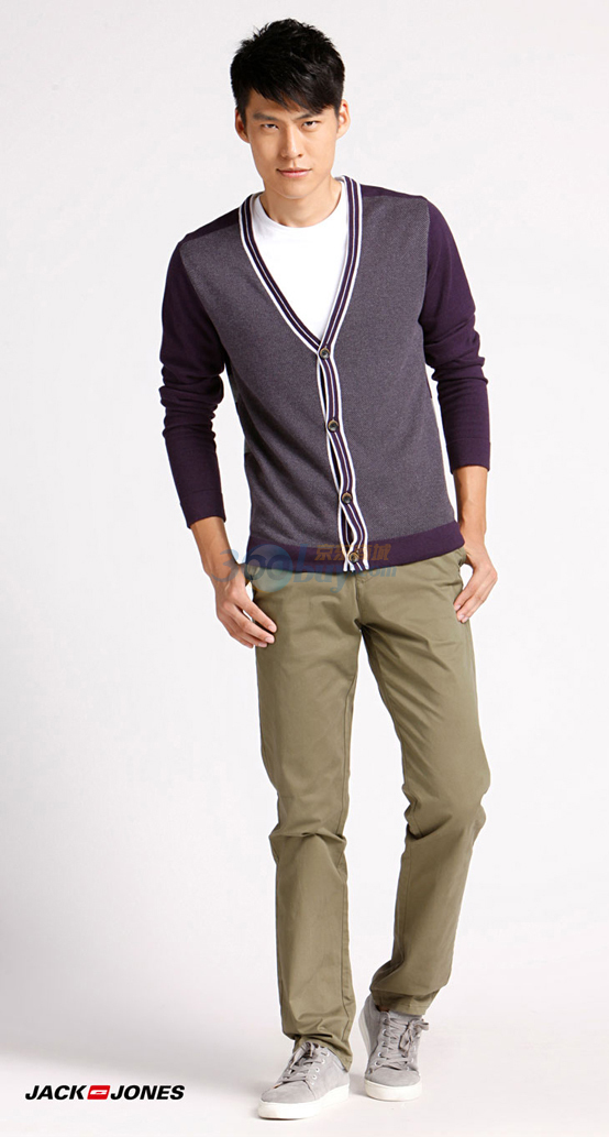 jackjones/杰克琼斯 <em>毛衣</em> 纯棉V领<em>开襟男士</em>针织