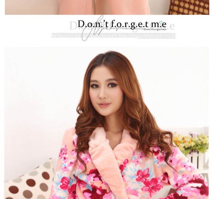 <em>派邦奴</em>秋冬新款家居服 可爱花朵<em>珊瑚绒睡衣</em>女