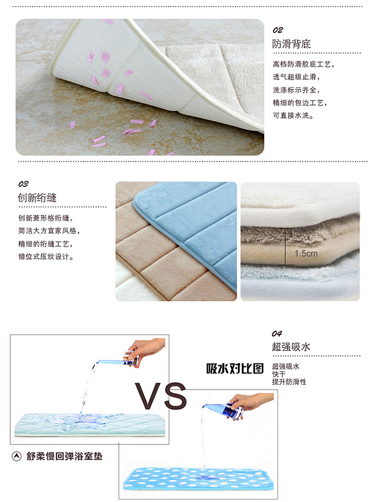 百易尚品 加厚海棉面珊瑚绒地垫 浅咖 50*80cm