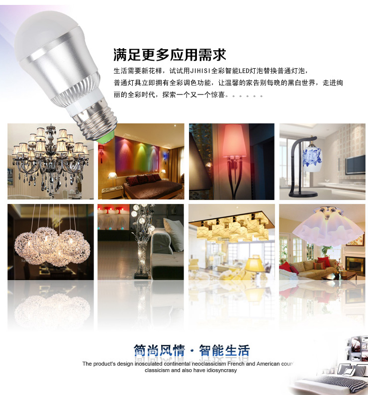 JIHISI LED灯泡 智能全彩无极调光调色
