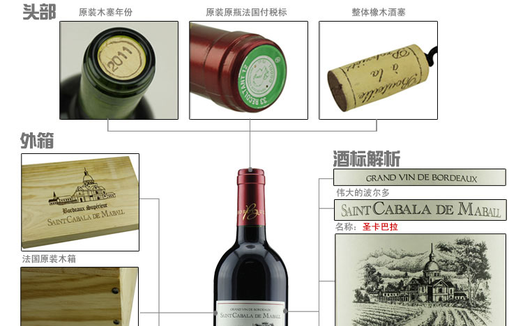 法国原装进口红酒 圣咔巴拉超级波尔多AOC干