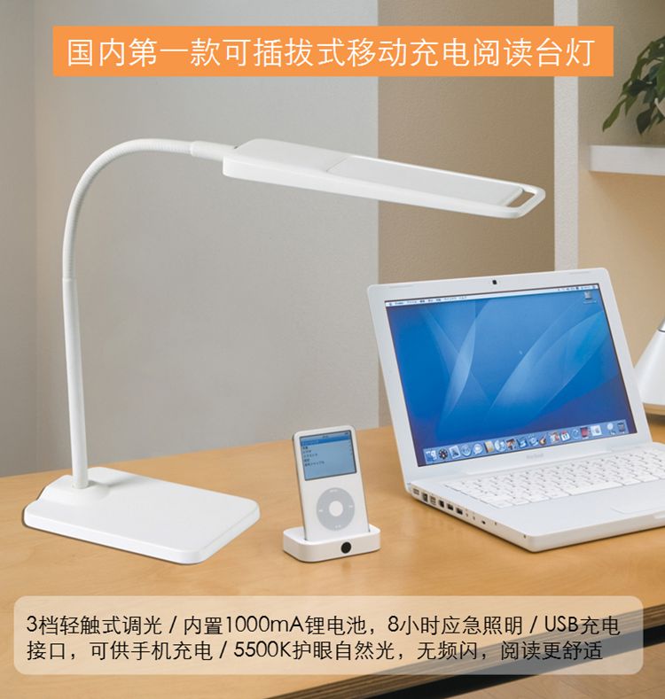 德尔尚预防近视台灯 灯头可插拔 护眼台灯 LED台灯 支架自由弯曲 移动照明 无蓝光 润目