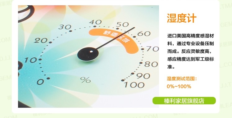榛利温湿度计挂钟 时钟表欧式田园客厅时尚创意挂表静音挂钟 K1001黑色