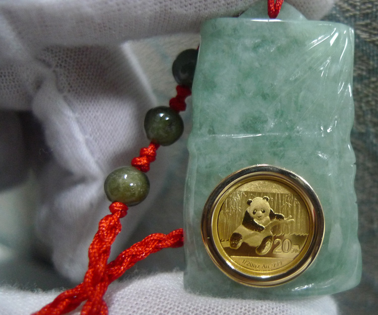 镶玉 步步高升金镶玉熊猫金币挂件 金1\/20 上海