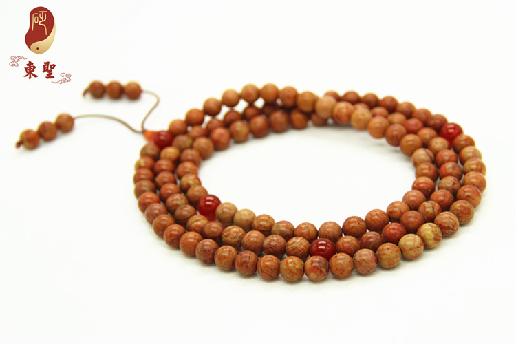 东圣天然泗滨砭石佛珠手链正品专卖泗水红砭石
